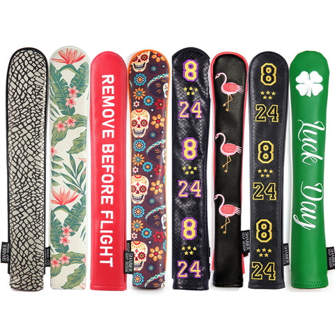 Golf Alignment Stick Cover PU Leather Hold 2 Sticks Headcover