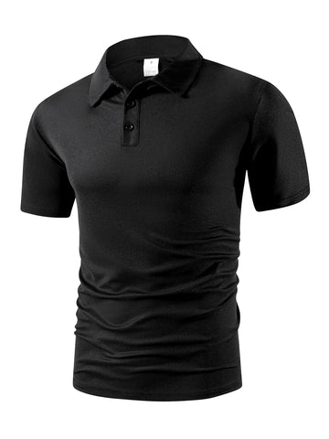New Men's Short Sleeve Polo Shirts  Summer Trendy Breathable Loose Solid Color Slim Fit Casual T-shirt Basic Top Men Golf Shirts