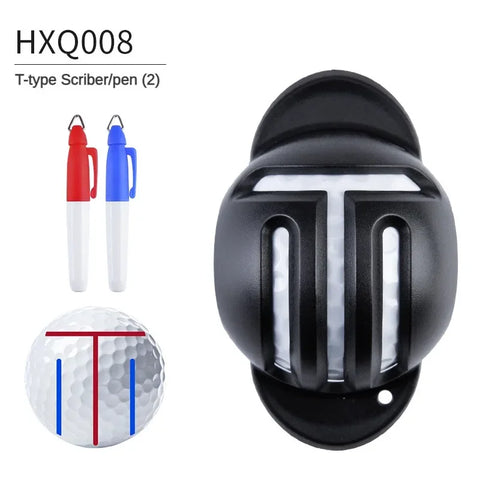 Golf gadget that helps you mark your bal with perfect straigt lines! comes with markers