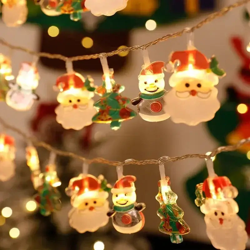 Santa & Snowman LED Christmas String Lights Garland
